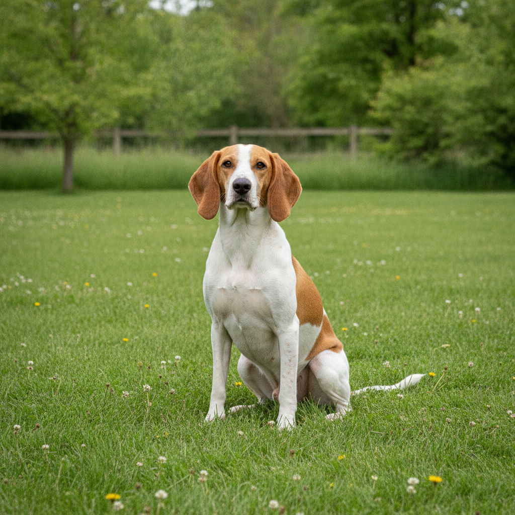 Franse witte en oranje lopende hond
