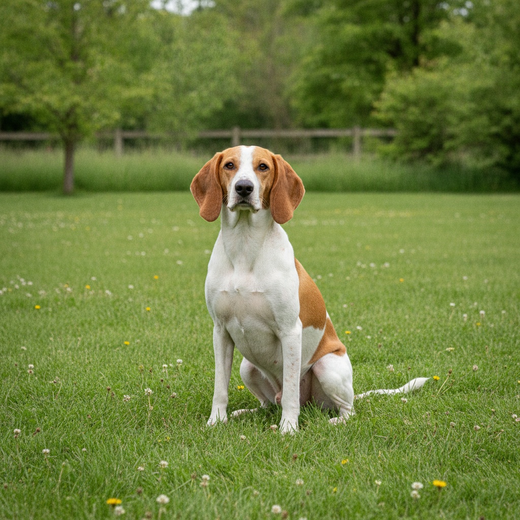 Franse witte en oranje lopende hond